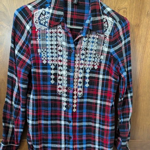 Derek Heart Plaid Button Down - Picture 1 of 3